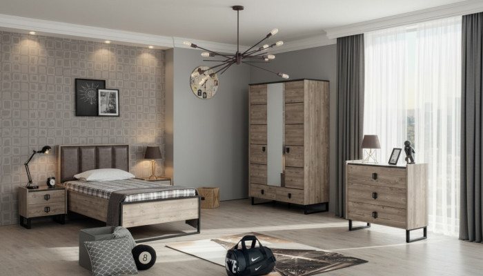 Kinderkamer set Kinderbed Nachtkastje Kledingkast Commode Slaapkamer Nieuw