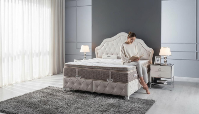 Slaapkamer Set Wit Bed Ontwerp Stijl Modern 2x Nachtkastjes Boxspring 3-dlg. Nieuw