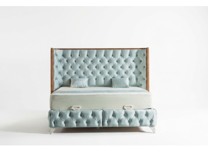 Slaapkamer set Wit Metaal Bed Chesterfield Luxe Stijl 2x Nachtkastjes 3-delig.