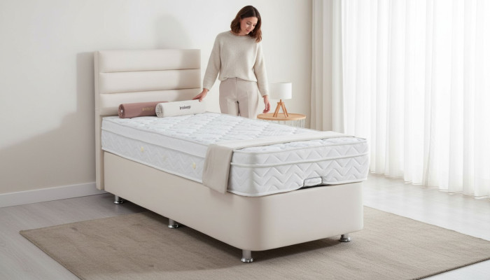 Bed Beige Single bed Metal Modern Bedroom Beds Furniture 120x200