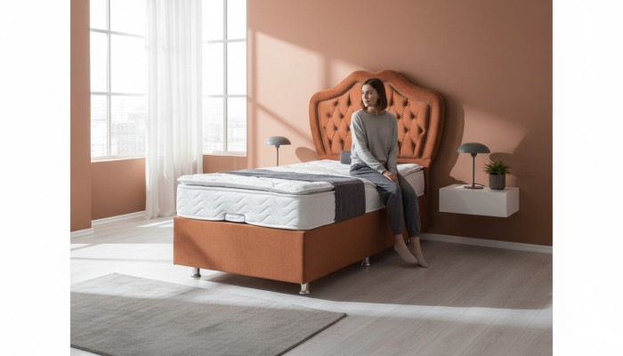 Bed Bruin Eenpersoons boxspring Bedden Luxe Slaapkamer Chesterfield