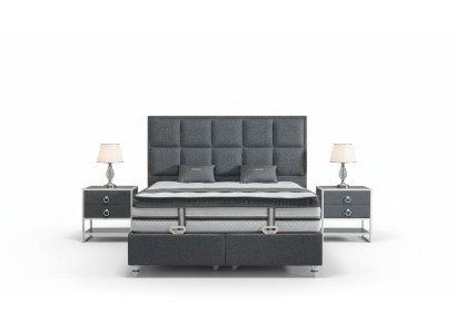 Slaapkamer set Grijs Bed Ontwerp Modern Luxe 2x Nachtkastjes 3-dlg.