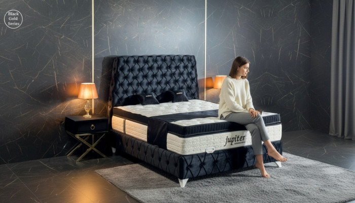 Slaapkamer Set Zwart Bed Nachtkastje Chesterfield Bedden Meubels Fluweel 3-delig.