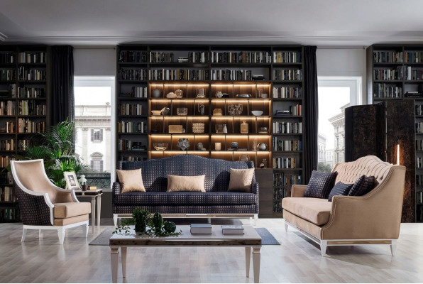Moderne woonkamer bankstel bekleding driezitter design fauteuil 3-delig
