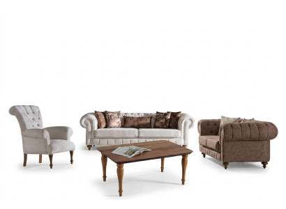 Wit-Bruine Chesterfield zitgroep Designerbanken Luxe set 3+2+1