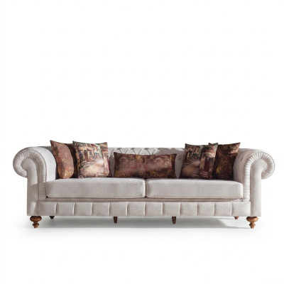 Bankstellen Stof Modern Bank 3-zits Bankstellen Ontwerp Bank Bekleding Beige