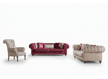 Chesterfield bankstel bankstel set met 3+3+1 zitplaatsen woonkamer set