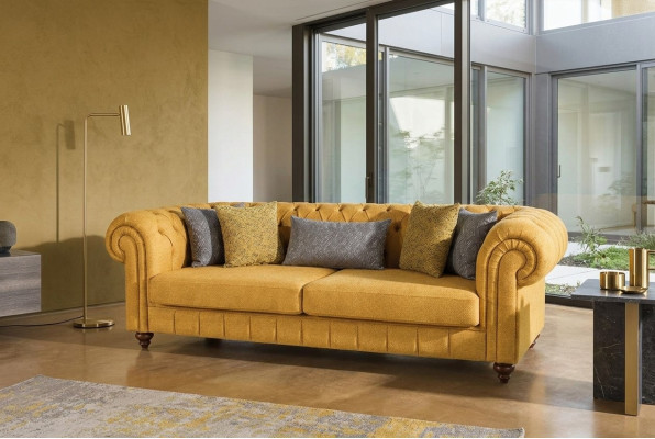 Sofa Bank Beklede Banken Design Meubels 3-Zits Driepersoons Chesterfield