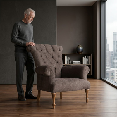 Chesterfield Bank Bank Ontspannen Stof Lounge Luxe Gestoffeerde Stoel Ontwerp Bruin