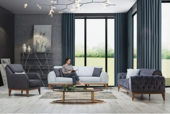 Moderne bankstel ontwerper driezitter fauteuil luxe 3-zits fauteuil