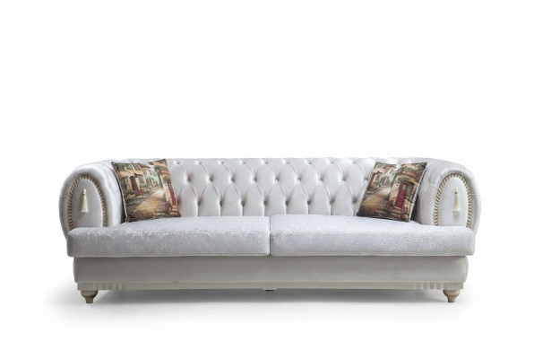 Witte Chesterfield driezits Moderne sofa Stijlvolle woonkamer bank