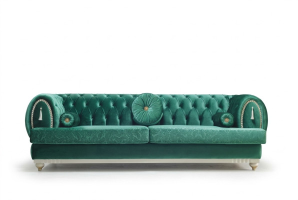 Moderne bank 3-zits groene bank Luxe woonkamerbank Houten frame