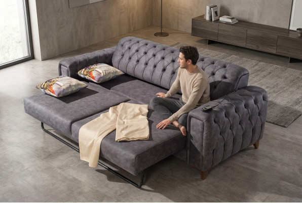 Driepersoonsbank 3-zitsbank Fauteuils Stof Bank Meubels Textiel Kleur Grijs