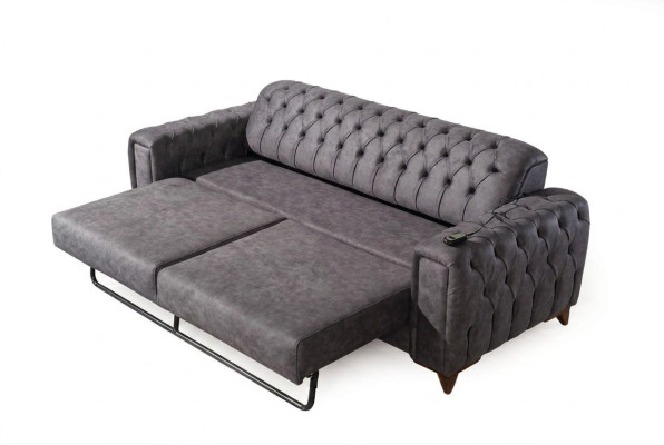Driepersoonsbank 3-zitsbank Fauteuils Stof Bank Meubels Textiel Kleur Grijs
