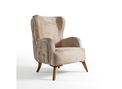 Textiel gestoffeerde fauteuil bank bank stoel luxe kleurrijke ontspanning beige Chesterfield Nieuw