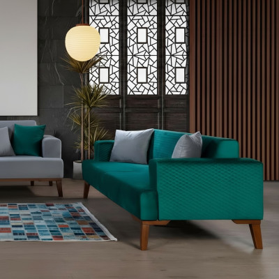 Elegante Turkoois Bank Driepersoonsbank Woonkamer Zitmeubels Fluweel