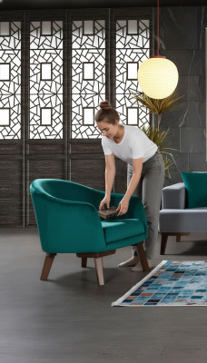 Fauteuil luxe gestoffeerde meubels Woonkamer éénzitter fauteuil Textiel nieuw groene kleur