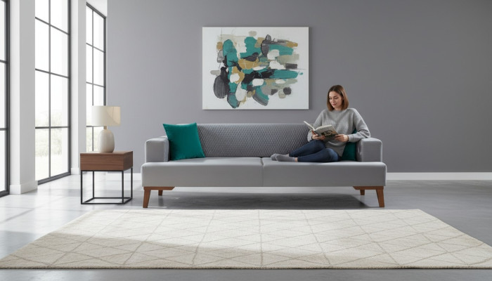 Elegante Grijze Bank Driepersoons Bankstel Woonkamer Zitmeubel Fluweel