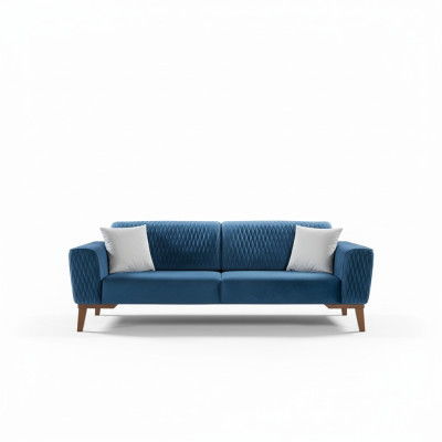 Blau bankstel driezitter bank elegant zitmeubilair woonkamer fluweel