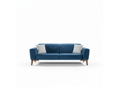 Blau bankstel driezitter bank elegant zitmeubilair woonkamer fluweel