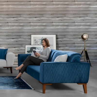 Blauwe driezitsbank banken sofa elegante zitmeubelen sofa woonkamer nieuw fluweel