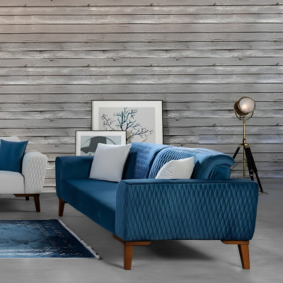 Blauwe driezitsbank banken sofa elegante zitmeubelen sofa woonkamer nieuw fluweel