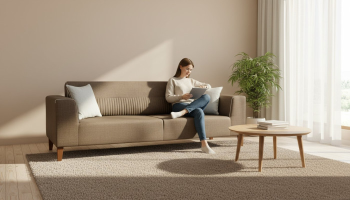 Woonkamerbank 3-zitsbank Driepersoons gestoffeerde stoffen bank Textiel
