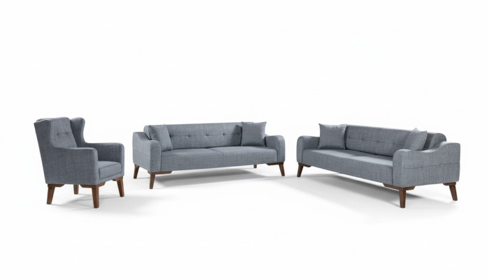 Sofaset 3+3+1 zitplaatsen Compleet set bank fauteuil Textiel 3-delig