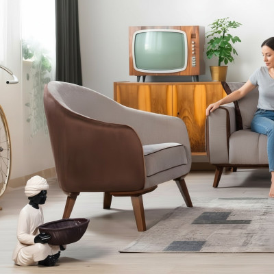 Fauteuil Eenpersoons Stof Woonkamer Lounge Design Meubels Kleur Grijs