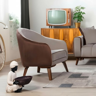 Fauteuil Eenpersoons Stof Woonkamer Lounge Design Meubels Kleur Grijs