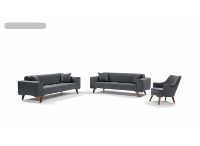 Sofaset 3+3+1 zitplaatsen Designbanken Gestoffeerde bankstellen Grijs Meubels 3-delig