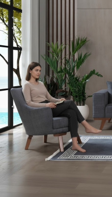 Ontwerp woonkamer fauteuil eenzitter Moderne grijze gestoffeerde meubels