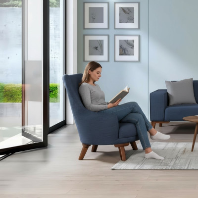 Luxe gestoffeerde textiel fauteuil, eenzitter fauteuil gestoffeerde meubels in het blauw