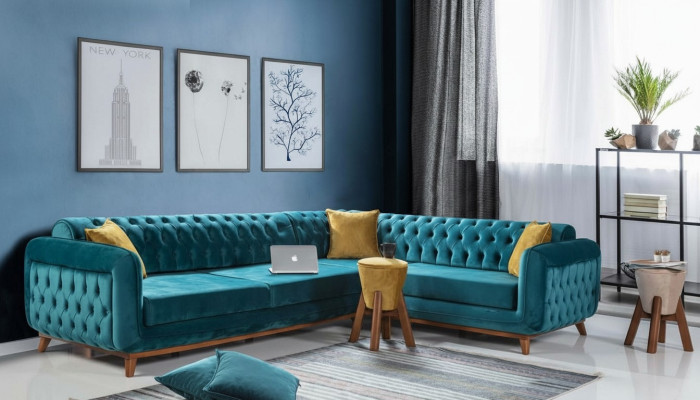 Hoekbank L-vorm Textiel Luxe Bankstel Woonlandschap Bekleding Bank Meubels