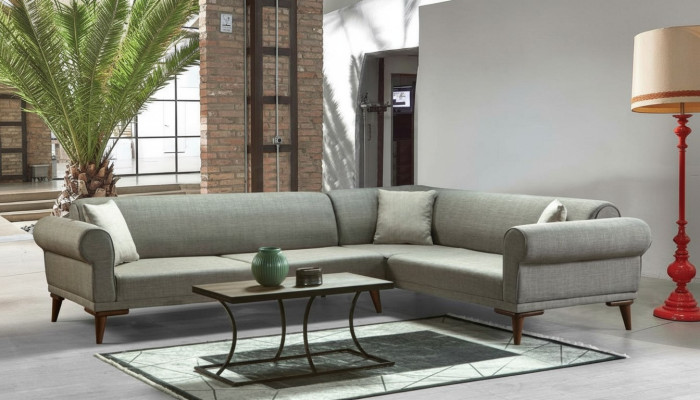 Hoekbank L-vorm Bank Bekleding Luxe Woonkamer Zacht Stijl Bank Grijs