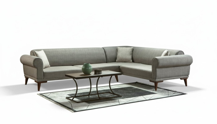 Hoekbank L-vorm Bank Bekleding Luxe Woonkamer Zacht Stijl Bank Grijs