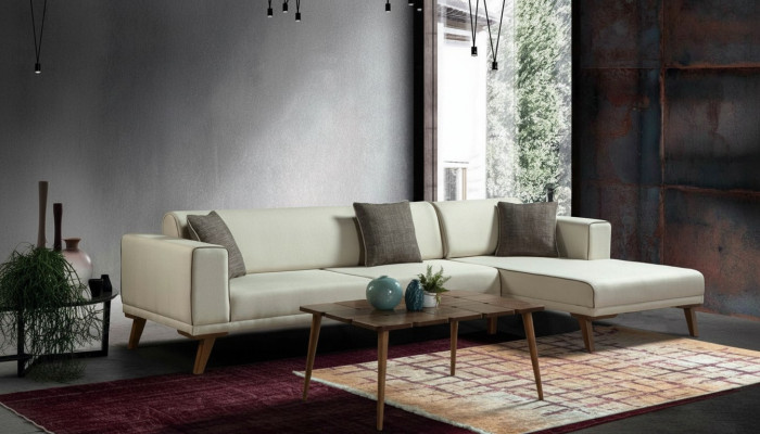 Eckbank L-vorm bankstellen bank hoek bank gestoffeerd textiel wit