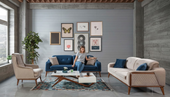 Sofa set banken 3+3+1 zits fauteuil driezits bankstel textiel