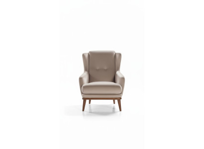 Beige Design Fauteuil Eenpersoons Woonkamer Textiel Stijl Houten Meubels