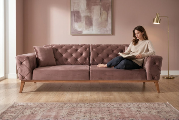 Bruine Chesterfield bank Elegant sofa Woonkamer zitmeubel Fluweel