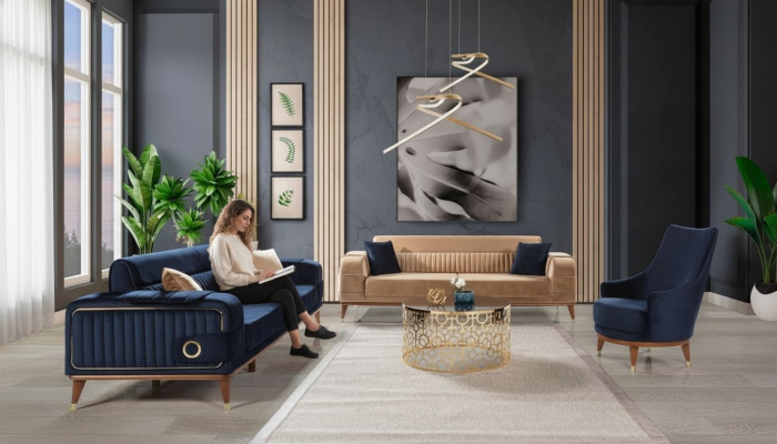 Luxe bankstel 3+3+1 zits set ontwerp bank gestoffeerde bank modern