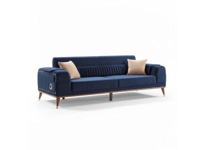 Luxe blauwe bankstel Driezits ontwerpbanken Meubels Stof Textiel Fluweel