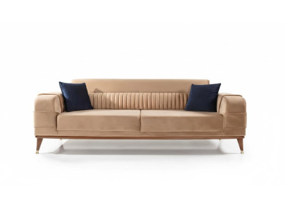 Moderne bank 3-zits kleur beige banken woonkamer design stijl hout