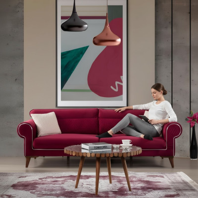 Rode bank 3 zits textiel banken bank bekleding luxe meubels Moderne driezitter