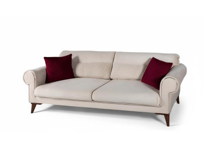 Driepersoonsbank 3 zits stof beige Bank Bank grote bekleding hout Designer nieuw