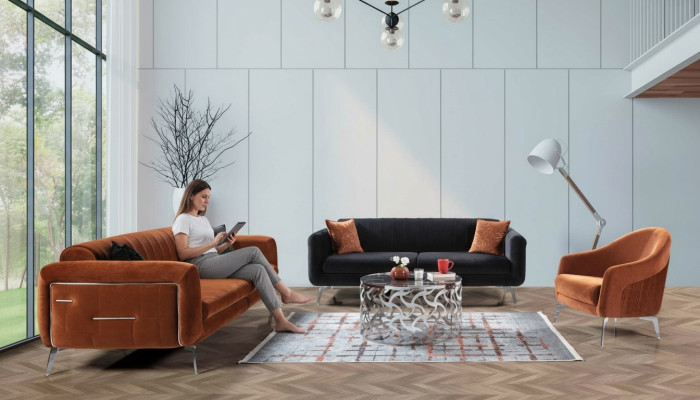 Bankstel 3+3+1 zitsbanken Fauteuils Luxe stof Woonkamer Ontwerp