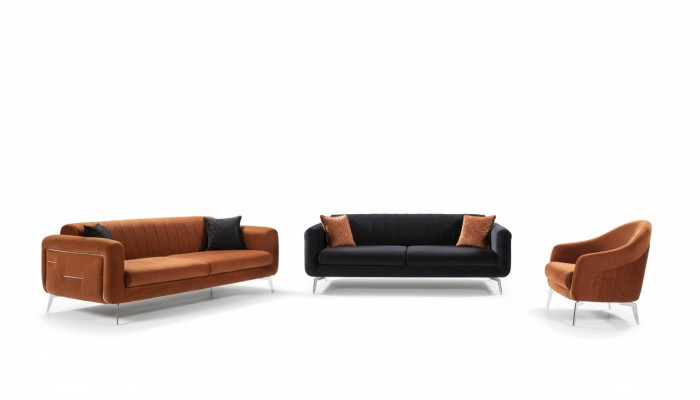 Bankstel 3+3+1 zitsbanken Fauteuils Luxe stof Woonkamer Ontwerp