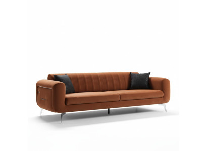 Oranje Design Bank Bank Fluweel Driezits Luxe Meubel Stof Textiel