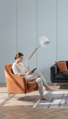 Ontwerp bank fauteuil bank stoffering 1 zits textiel eenzitter Nieuw bruine kleur.