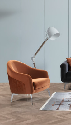 Ontwerp bank fauteuil bank stoffering 1 zits textiel eenzitter Nieuw bruine kleur.